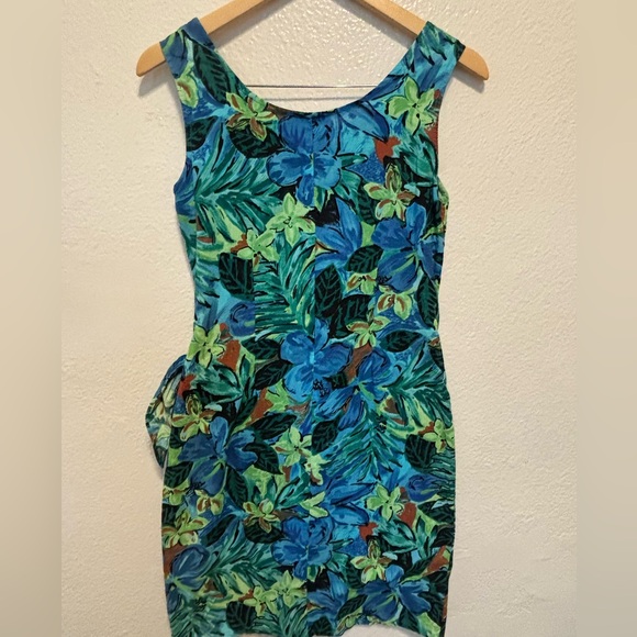 Hilo Hattie Sleeveless Tropical Faux Wrap Dress S - Picture 3 of 8